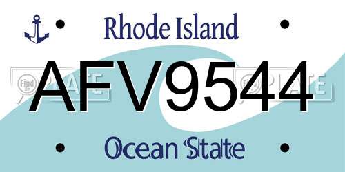 AFV9544 Rhode Island License Plate