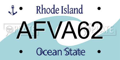 AFVA62 Rhode Island License Plate