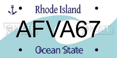 AFVA67 Rhode Island License Plate