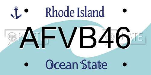 AFVB46 Rhode Island License Plate