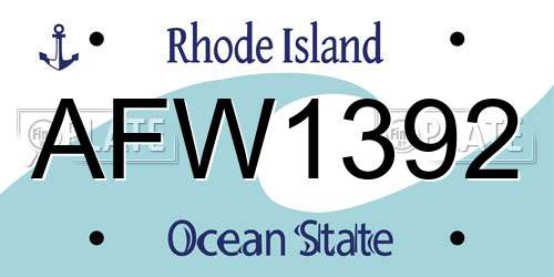 AFW1392 Rhode Island License Plate
