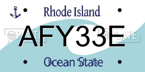AFY33E Rhode Island License Plate