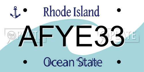 AFYE33 Rhode Island License Plate