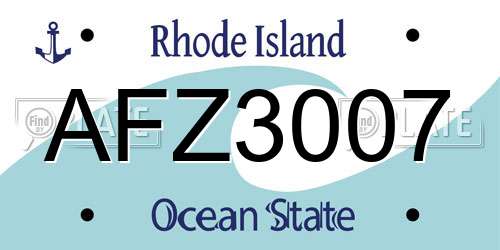 AFZ3007 Rhode Island License Plate