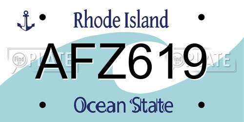 AFZ619 Rhode Island License Plate