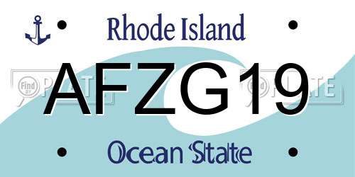 AFZG19 Rhode Island License Plate