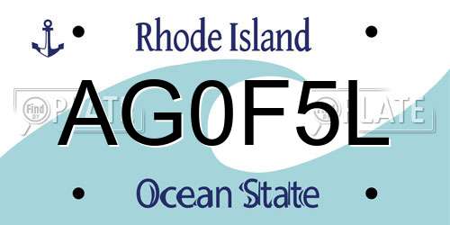 AG0F5L Rhode Island License Plate