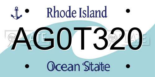 AG0T320 Rhode Island License Plate