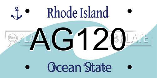 AG120 Rhode Island License Plate
