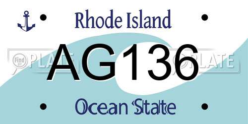 AG136 Rhode Island License Plate