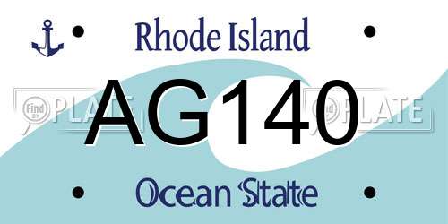 AG140 Rhode Island License Plate