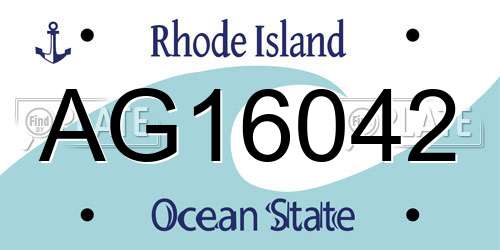 AG16042 Rhode Island License Plate