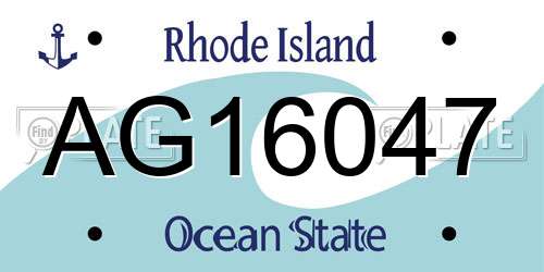 AG16047 Rhode Island License Plate