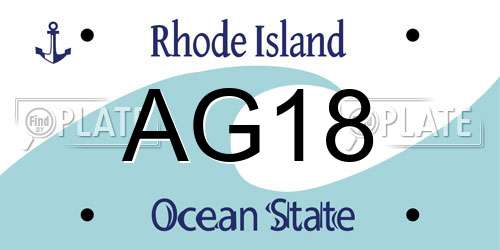 AG18 Rhode Island License Plate