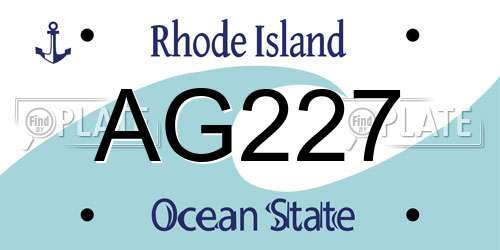 AG227 Rhode Island License Plate