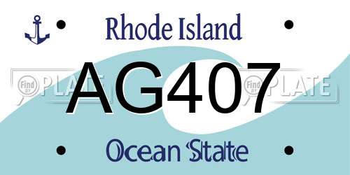 AG407 Rhode Island License Plate