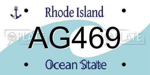 AG469 Rhode Island License Plate