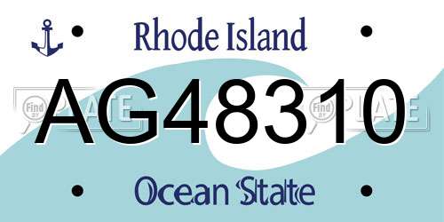 AG48310 Rhode Island License Plate