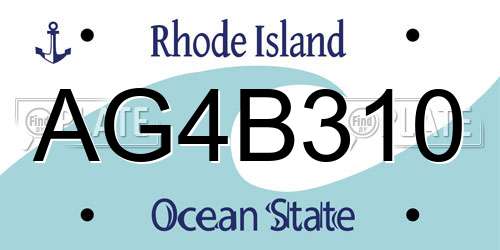 AG4B310 Rhode Island License Plate