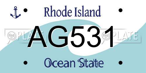 AG531 Rhode Island License Plate