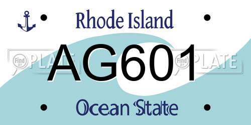 AG601 Rhode Island License Plate