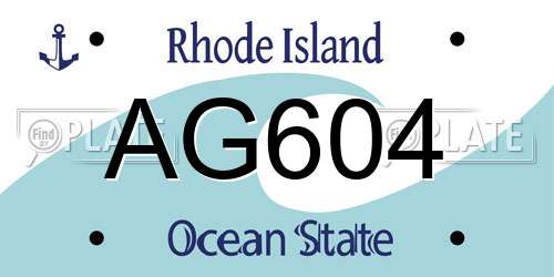 AG604 Rhode Island License Plate