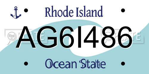 AG6I486 Rhode Island License Plate