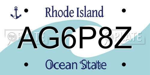 AG6P8Z Rhode Island License Plate