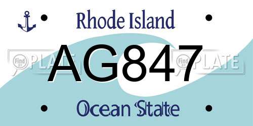 AG847 Rhode Island License Plate