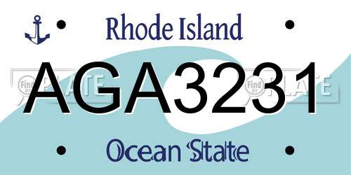 AGA3231 Rhode Island License Plate