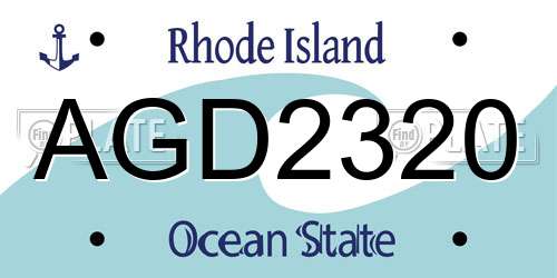 AGD2320 Rhode Island License Plate