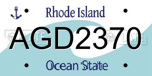 AGD2370 Rhode Island License Plate