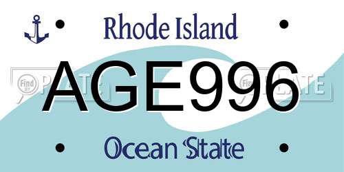 AGE996 Rhode Island License Plate