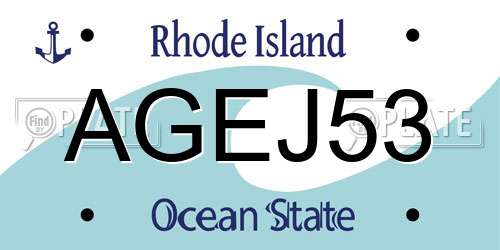 AGEJ53 Rhode Island License Plate