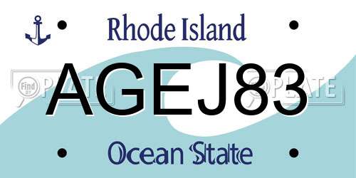 AGEJ83 Rhode Island License Plate