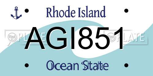AGI851 Rhode Island License Plate