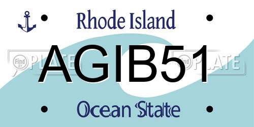 AGIB51 Rhode Island License Plate