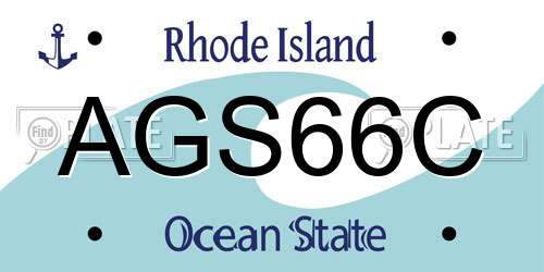 AGS66C Rhode Island License Plate