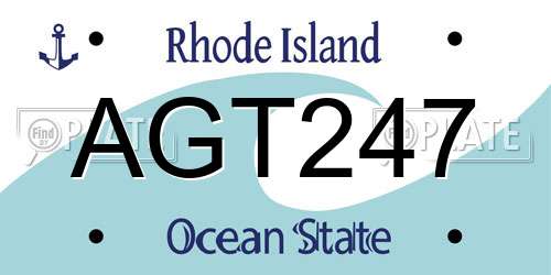 AGT247 Rhode Island License Plate