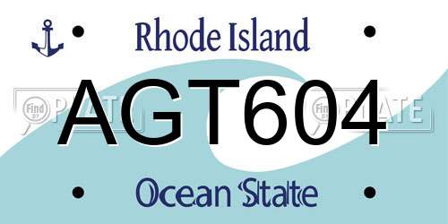 AGT604 Rhode Island License Plate