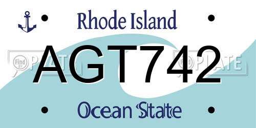AGT742 Rhode Island License Plate