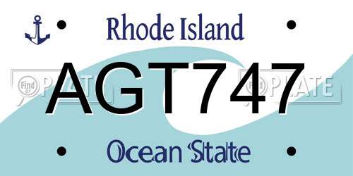 AGT747 Rhode Island License Plate