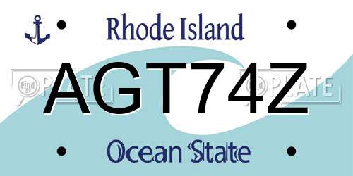 AGT74Z Rhode Island License Plate