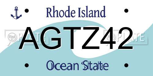 AGTZ42 Rhode Island License Plate