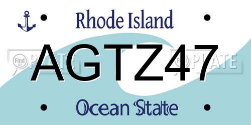 AGTZ47 Rhode Island License Plate