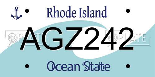 AGZ242 Rhode Island License Plate