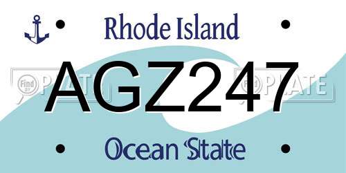 AGZ247 Rhode Island License Plate