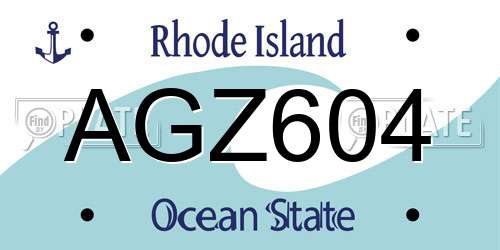 AGZ604 Rhode Island License Plate