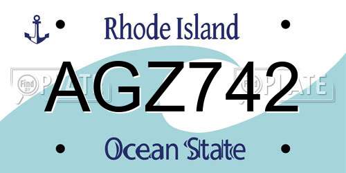AGZ742 Rhode Island License Plate