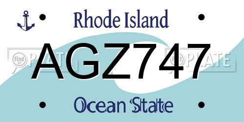 AGZ747 Rhode Island License Plate